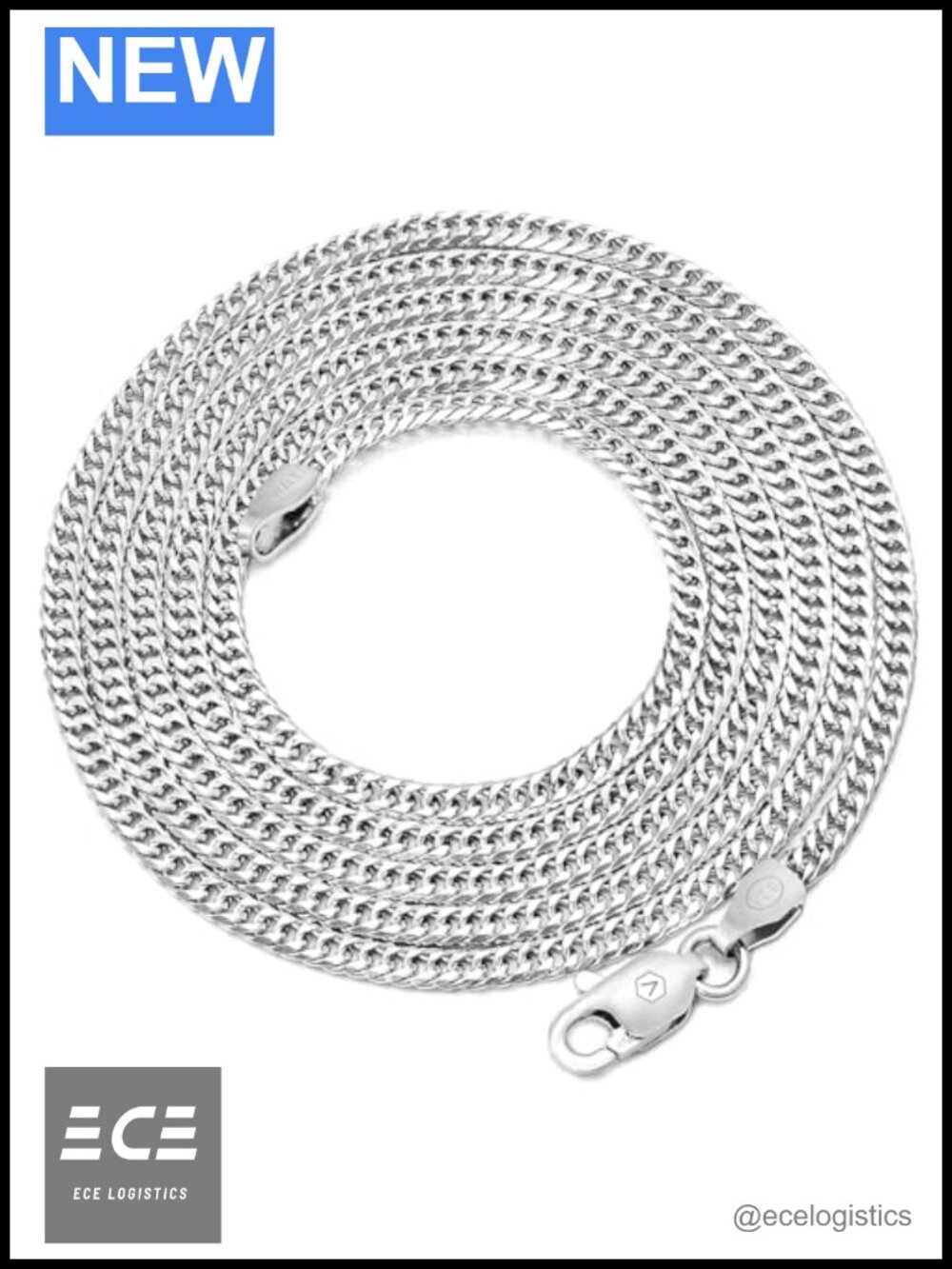 Solid 925 Sterling Silver Chain Necklace 22 Inch Dual Curb Link